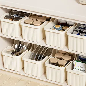 Scatola di immagazzinaggio in plastica per armadio da cucina organizer barattoli coperchi