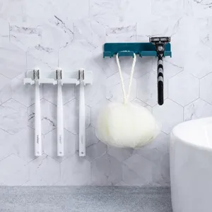 Support mural pour brosse a dents et crochet sans percage organiseur de salle de bain pratique.