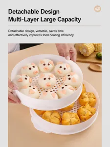 Mehrschichtiger Kunststoff Mikrowelle Dampfgarer Korb für Brötchen, Hauptansicht.