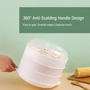 Mehrschichtiger Kunststoff Mikrowelle Lebensmitteldampfgarer mit transparentem Deckel Design