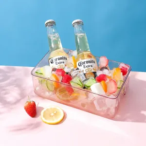 Transparante kunststof ijsblokjesdoos met deksel voor thuiskeuken en bar ijsmaker.