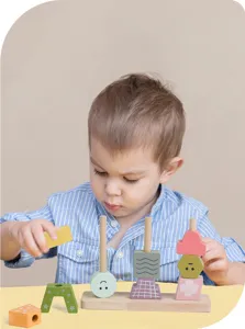 Wooden sorting stacking toy for toddlers logical thinking early education puzzle block game set