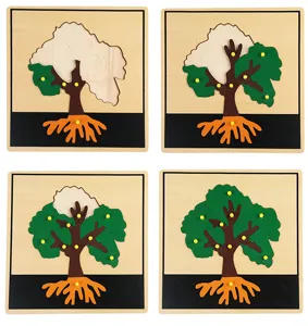 Montessori houten boom groei puzzelbord, vroeg educatief speelgoed voor kids.