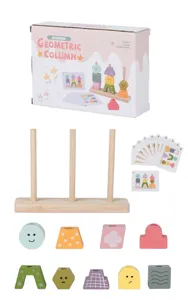 Kids wooden geometric column sorting stacking puzzle educational toy early learning game