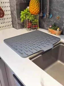 Tappetino di scolo da cucina in silicone con beccuccio, protezione per bancone