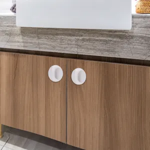 Punch-free self-adhesive white plastic door handle for cabinet drawer wardrobe pull knob