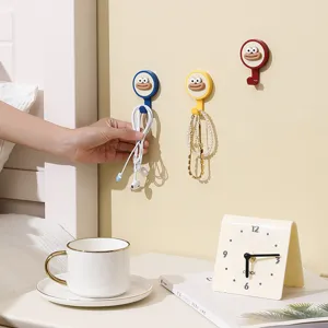 Cute cartoon rotating wall hook punch-free sticky hook for dorm room cable and jewelry storage