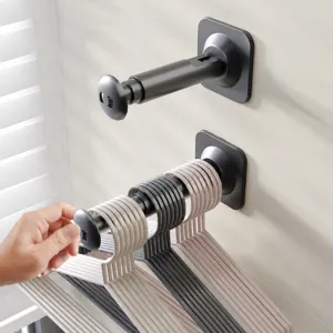 Punch-Free Retractable Clothes Drying Rack Wall Mounted Suction Cup Hanger Holder Foldable Balcony Storage Rack
