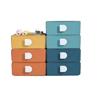 Desktop plastic storage drawer organizer multi-layer stackable office stationery box.