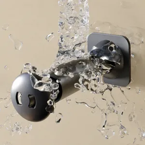 Wall-mounted clothes pole bracket with waterproof suction design for balcony and home use.