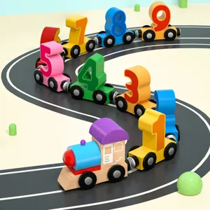 Giocattolo Treno Digitale Magnetico in Legno Bambini Blocchi di Costruzione Educativi Set Treno Numeri