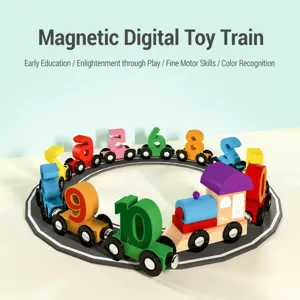 Giocattolo di treno con numeri magnetici in legno per bambini educazione precoce.