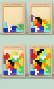 Ξύλινα μαγνητικά παιχνίδια παζλ Tetris μπλοκ εκπαιδευτικό παιχνίδι λογικής για παιδιά.