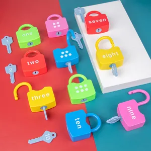 Montessori numerical learning lock toys for kids, colorful educational matching set with keys.