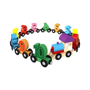 Treno numerico magnetico in legno, set blocchi di costruzione educativi per bambini piccoli.