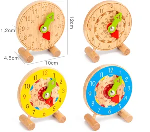 Juguete de aprendizaje de reloj de madera para niños material didáctico con agujas.