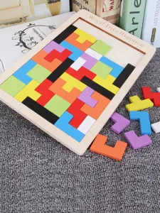 Jeu de puzzle Tetris en bois jouet éducatif pour enfants ensemble de blocs de forme principale