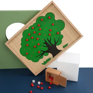 Montessori wooden apple counting math toy early educational game for toddlers kids main view