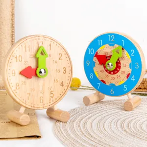 Juguete de reloj de aprendizaje de madera para niños, material educativo para aprender la hora.