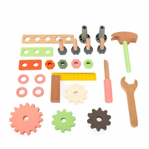 Wooden kids tool set assembly toys educational screwdriver hammer nuts bolts game gift 80pcs