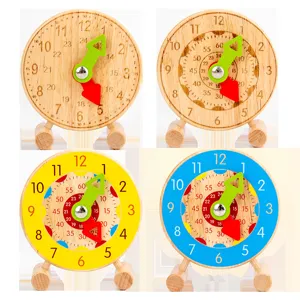 Modelo de reloj de madera recurso didactico de matematicas para ninos reconocimiento de tiempo