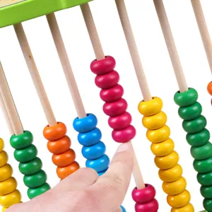Wooden educational 10 rod abacus toy with colorful beads for kids math early learning