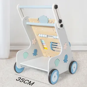 Wooden baby walker push toy infant toddler early education montessori activity toy