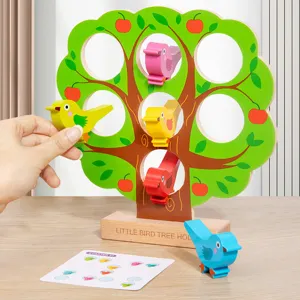 Houten vogel boomhuis puzzel speelgoed voor kinderen vroege educatie kleur cognitie