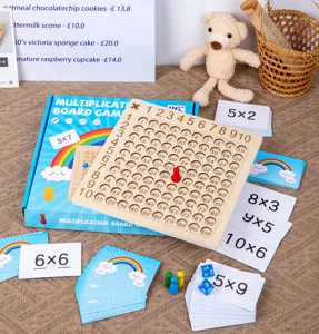 Wooden multiplication board game educational math toys for kids interactive desktop tool