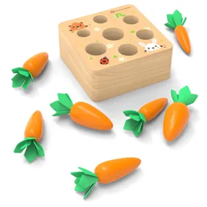 Holz Sortierspiel Karotten Ernte Montessori Lernspielzeug Steckspiel fur Kleinkinder ab 2 Jahren.