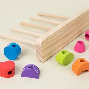 Wooden geometric shape sorting puzzle Montessori educational toy for toddlers main view