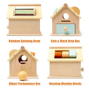 Montessori Holz-Busy-House-Spielzeug für Kleinkinder, multifunktionales Früherziehungsset.