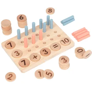 Jeu de mathématiques en bois Montessori pour enfants, bâtons de comptage et jetons de chiffres.