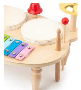 Jouet d'instrument de musique Orff en bois pour enfants, xylophone multifonction et ensemble de tambour.