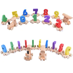 Wooden number train toy for kids, educational 0-9 digital puzzle learning vehicle for toddlers