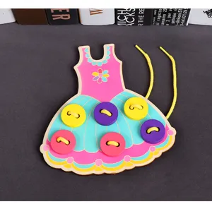 Wooden dress button threading toy for kids early education hand eye coordination fine motor skills