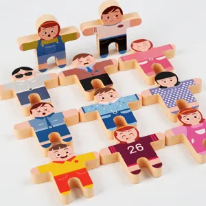 Gioco di equilibrio in legno blocchi impilabili per bambini, giocattolo da tavolo personaggi.