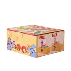 Juguete de clasificación de queso gato y ratón de madera para educación temprana 1-3 años