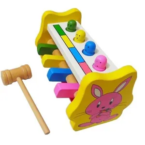 Wooden pounding bench toy for kids toddlers educational interactive game with hammer