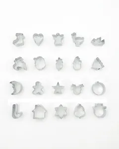 20-piece stainless steel Christmas cookie cutter set for festive baking, durable metal molds.