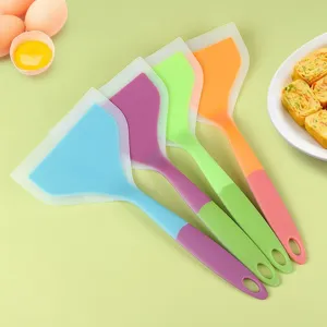 Colorful silicone spatula set, translucent wide turner for non-stick pan, tamagoyaki kitchen tool