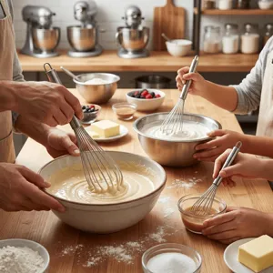 Edelstahl Schneebesen zum Backen, manueller Eierschläger Küchenhelfer Detailansicht