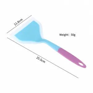 Silicone spatula for non-stick pan, dual-color kitchen cooking tool with hanging hole and 50g.
