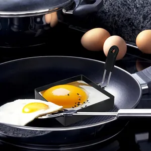 Square non-stick fried egg mold ring with anti-scald handle for breakfast kitchen cooking tool