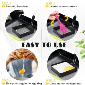 Square non-stick fried egg mold with handle, easy cooking tool for delicious breakfast meals.