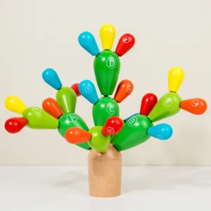 Giocattolo educativo in legno cactus lettere da assemblare gioco di incastro bimbi