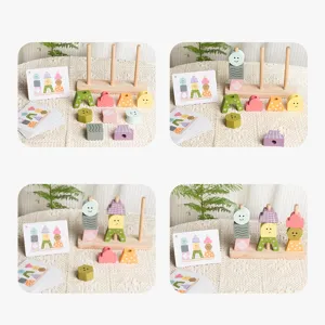 Kids wooden stacking sorting logic game Montessori early education educational toy puzzle set