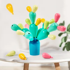 Giocattolo di bilanciamento di montaggio di cactus in legno per bambini puzzle creativo