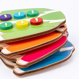 Wooden button sewing threading educational toy for kids fine motor skills Montessori learning