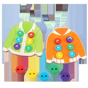 Kids wooden button sewing threading toy montessori fine motor skills early educational toy